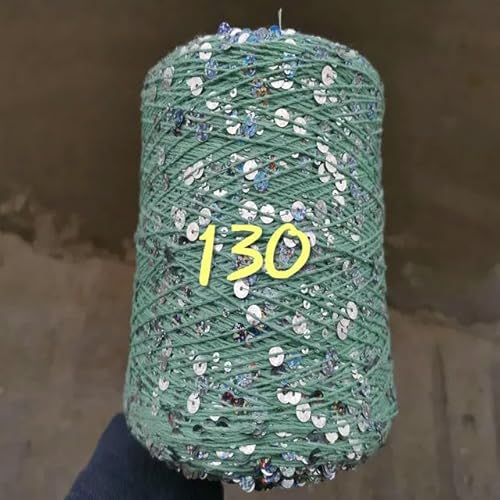 Sequin Sparkle Strickgarn, 250 g Garn aus 99% Baumwolle mit 6 mm und 3 mm Pailletten for Handstricken und Häkeln, mehrfarbig(250g 130) von PXAMORTEL