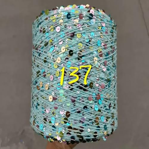Sequin Sparkle Strickgarn, 250 g Garn aus 99% Baumwolle mit 6 mm und 3 mm Pailletten for Handstricken und Häkeln, mehrfarbig(250g 137) von PXAMORTEL