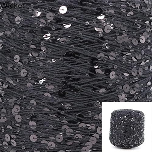 Sequin Sparkle Strickgarn, 50 g 140 m Baumwoll-Paillettengarn, 6 mm, 3 mm, for Stricken, Häkeln, Basteln, mehrfarbig(AJ011) von PXAMORTEL