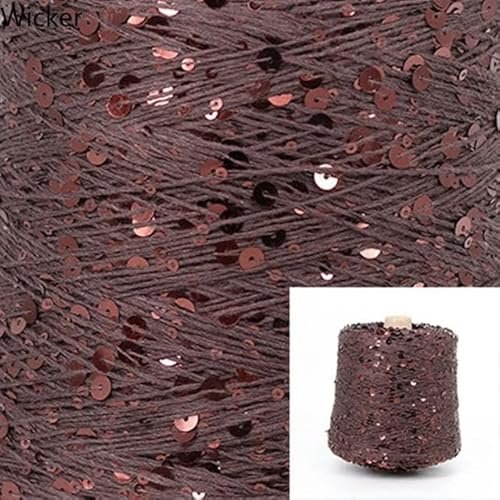 Sequin Sparkle Strickgarn, 50 g 140 m Baumwoll-Paillettengarn, 6 mm, 3 mm, for Stricken, Häkeln, Basteln, mehrfarbig(AJ026) von PXAMORTEL
