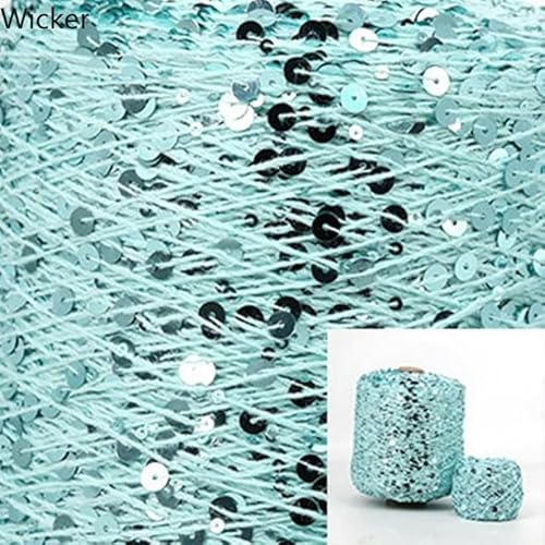 Sequin Sparkle Strickgarn, 50 g 140 m Baumwoll-Paillettengarn, 6 mm, 3 mm, for Stricken, Häkeln, Basteln, mehrfarbig(AJ062) von PXAMORTEL