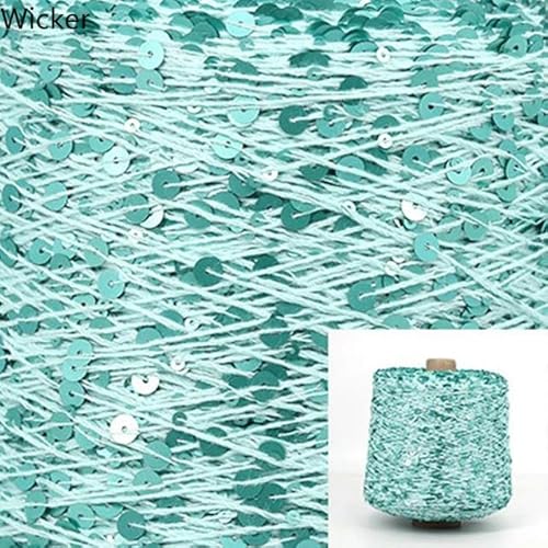 Sequin Sparkle Strickgarn, 50 g 140 m Baumwoll-Paillettengarn, 6 mm, 3 mm, for Stricken, Häkeln, Basteln, mehrfarbig(AJ064) von PXAMORTEL