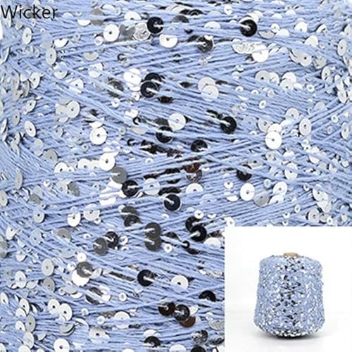 Sequin Sparkle Strickgarn, 50 g 140 m Baumwoll-Paillettengarn, 6 mm, 3 mm, for Stricken, Häkeln, Basteln, mehrfarbig(AJ068) von PXAMORTEL