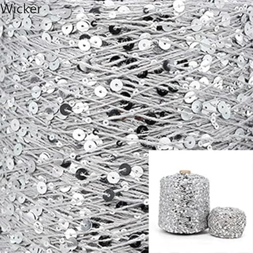 Sequin Sparkle Strickgarn, 50 g 140 m Baumwoll-Paillettengarn, 6 mm, 3 mm, for Stricken, Häkeln, Basteln, mehrfarbig(AJ072) von PXAMORTEL