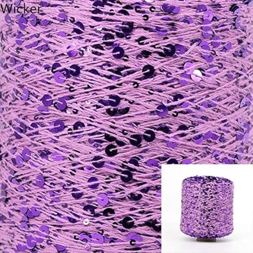 Sequin Sparkle Strickgarn, 50 g 140 m Baumwoll-Paillettengarn, 6 mm, 3 mm, for Stricken, Häkeln, Basteln, mehrfarbig(AJ084) von PXAMORTEL