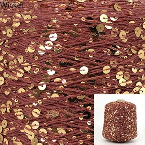 Sequin Sparkle Strickgarn, 50 g 140 m Baumwoll-Paillettengarn, 6 mm, 3 mm, for Stricken, Häkeln, Basteln, mehrfarbig(AJ119) von PXAMORTEL