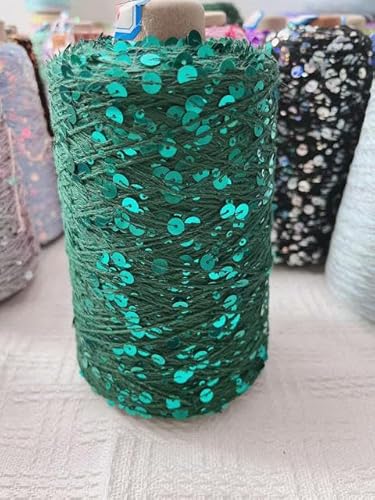 Sequin Sparkle Strickgarn, 50 g mehrfarbige Pailletten-Baumwollgarn, 6 mm, 3 mm, for Selberstricken, Häkeln(10) von PXAMORTEL