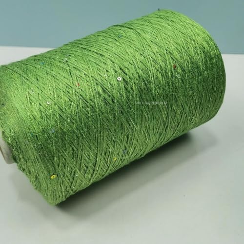 Sequin Sparkle Strickgarn, Baumwoll-Acryl-Seiden-Mischgarn 500g Multicolor for das Handstricken(Avocado Green) von PXAMORTEL