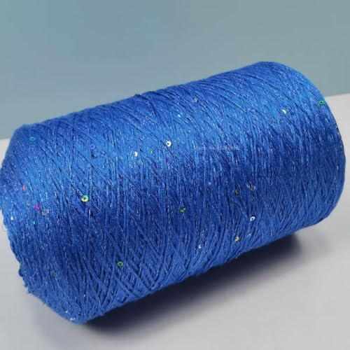 Sequin Sparkle Strickgarn, Baumwoll-Acryl-Seiden-Mischgarn 500g Multicolor for das Handstricken(Azure Color) von PXAMORTEL