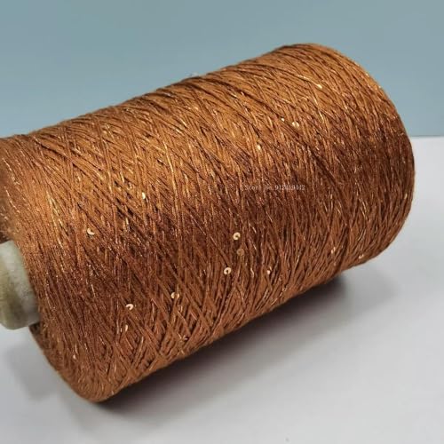Sequin Sparkle Strickgarn, Baumwoll-Acryl-Seiden-Mischgarn 500g Multicolor for das Handstricken(Brown) von PXAMORTEL