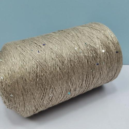 Sequin Sparkle Strickgarn, Baumwoll-Acryl-Seiden-Mischgarn 500g Multicolor for das Handstricken(Camel Color) von PXAMORTEL