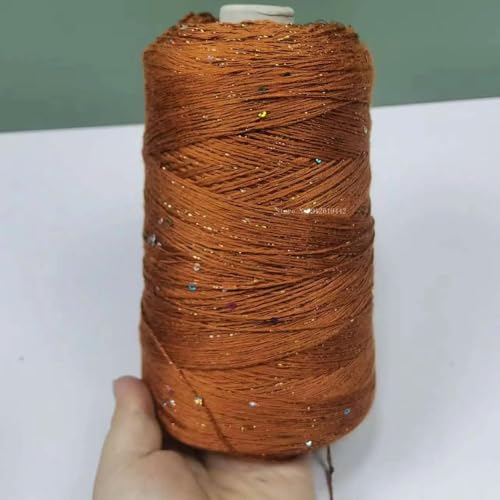Sequin Sparkle Strickgarn, Baumwoll-Acryl-Seiden-Mischgarn 500g Multicolor for das Handstricken(Caramel Color) von PXAMORTEL