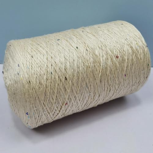 Sequin Sparkle Strickgarn, Baumwoll-Acryl-Seiden-Mischgarn 500g Multicolor for das Handstricken(Champagne) von PXAMORTEL