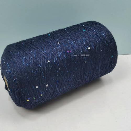 Sequin Sparkle Strickgarn, Baumwoll-Acryl-Seiden-Mischgarn 500g Multicolor for das Handstricken(Charming Blue) von PXAMORTEL