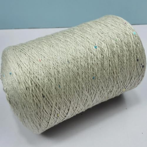 Sequin Sparkle Strickgarn, Baumwoll-Acryl-Seiden-Mischgarn 500g Multicolor for das Handstricken(Egg Blue) von PXAMORTEL