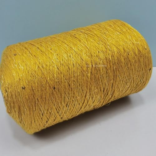 Sequin Sparkle Strickgarn, Baumwoll-Acryl-Seiden-Mischgarn 500g Multicolor for das Handstricken(Ginger Yellow) von PXAMORTEL