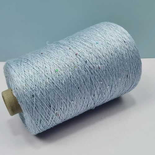 Sequin Sparkle Strickgarn, Baumwoll-Acryl-Seiden-Mischgarn 500g Multicolor for das Handstricken(Ice Blue) von PXAMORTEL