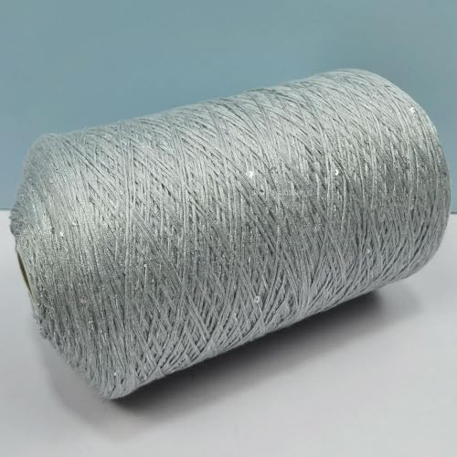 Sequin Sparkle Strickgarn, Baumwoll-Acryl-Seiden-Mischgarn 500g Multicolor for das Handstricken(Light Gray Green) von PXAMORTEL