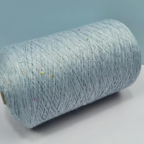 Sequin Sparkle Strickgarn, Baumwoll-Acryl-Seiden-Mischgarn 500g Multicolor for das Handstricken(Light Sky Blue) von PXAMORTEL