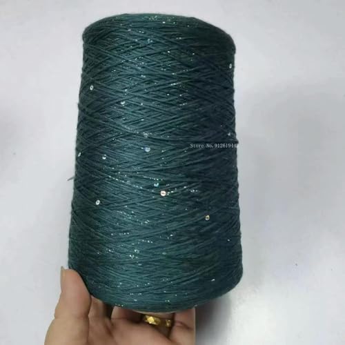Sequin Sparkle Strickgarn, Baumwoll-Acryl-Seiden-Mischgarn 500g Multicolor for das Handstricken(Malachite Green) von PXAMORTEL