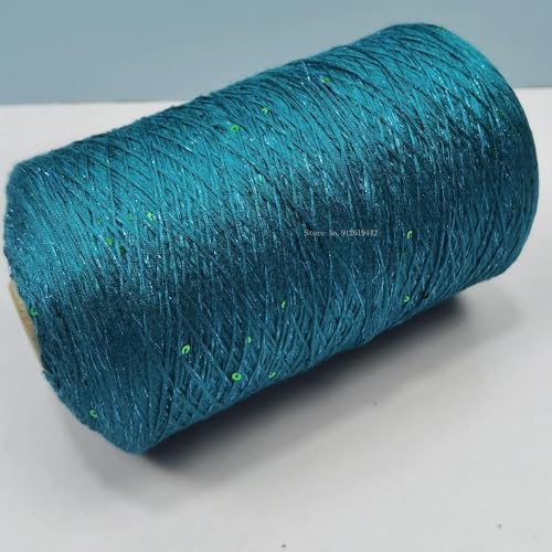 Sequin Sparkle Strickgarn, Baumwoll-Acryl-Seiden-Mischgarn 500g Multicolor for das Handstricken(Peacock Blue) von PXAMORTEL