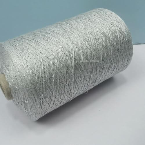 Sequin Sparkle Strickgarn, Baumwoll-Acryl-Seiden-Mischgarn 500g Multicolor for das Handstricken(Silver Gray) von PXAMORTEL