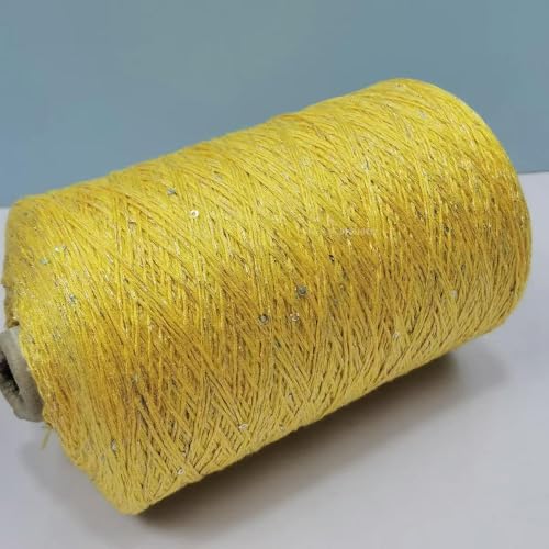 Sequin Sparkle Strickgarn, Baumwoll-Acryl-Seiden-Mischgarn 500g Multicolor for das Handstricken(Small Chicken Yellow) von PXAMORTEL
