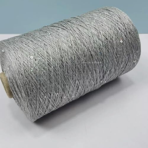 Sequin Sparkle Strickgarn, Baumwoll-Acryl-Seiden-Mischgarn 500g Multicolor for das Handstricken(Smoke Gray) von PXAMORTEL