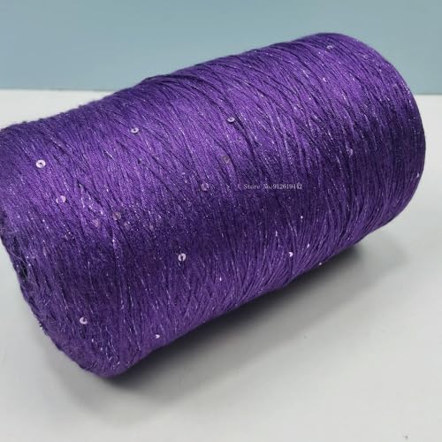 Sequin Sparkle Strickgarn, Baumwoll-Acryl-Seiden-Mischgarn 500g Multicolor for das Handstricken(Violet) von PXAMORTEL