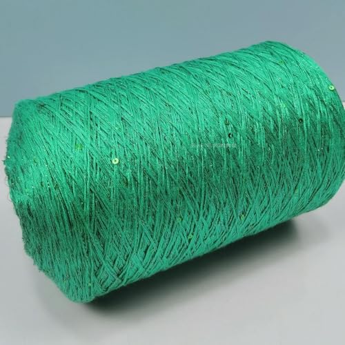 Sequin Sparkle Strickgarn, Baumwoll-Acryl-Seiden-Mischgarn 500g Multicolor for das Handstricken(Water Grass Green) von PXAMORTEL