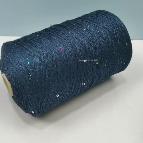 Sequin Sparkle Strickgarn, Baumwoll-Acryl-Seiden-Mischgarn 500g Multicolor for das Handstricken(You Blue) von PXAMORTEL