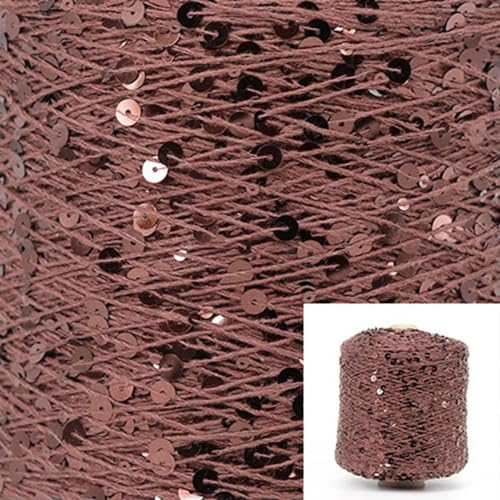 Sequin Sparkle Strickgarn, Baumwoll-Paillettengarn, 50 g, Strang, mehrfarbig, 6 mm, 3 mm, for Handstricken, DIY(Aj029) von PXAMORTEL