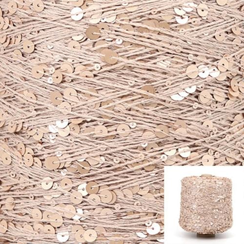 Sequin Sparkle Strickgarn, Baumwoll-Paillettengarn, 50 g, Strang, mehrfarbig, 6 mm, 3 mm, for Handstricken, DIY(Aj052) von PXAMORTEL