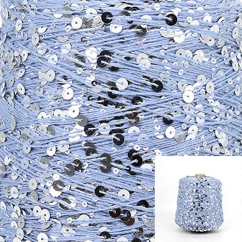 Sequin Sparkle Strickgarn, Baumwoll-Paillettengarn, 50 g, Strang, mehrfarbig, 6 mm, 3 mm, for Handstricken, DIY(Aj068) von PXAMORTEL