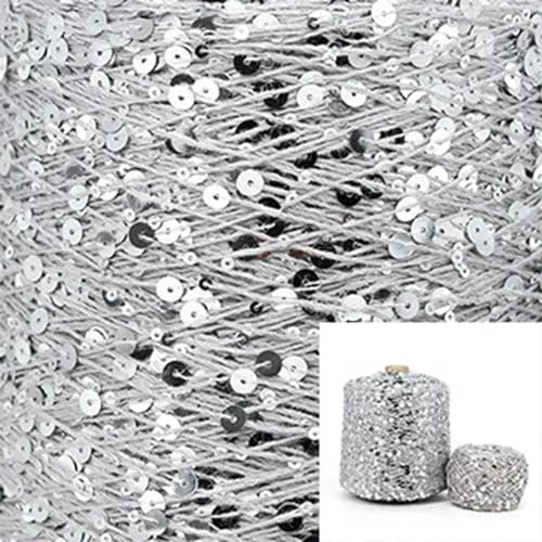 Sequin Sparkle Strickgarn, Baumwoll-Paillettengarn, 50 g, Strang, mehrfarbig, 6 mm, 3 mm, for Handstricken, DIY(Aj072) von PXAMORTEL