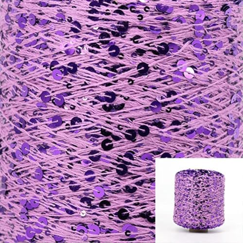 Sequin Sparkle Strickgarn, Baumwoll-Paillettengarn, 50 g, Strang, mehrfarbig, 6 mm, 3 mm, for Handstricken, DIY(Aj084) von PXAMORTEL