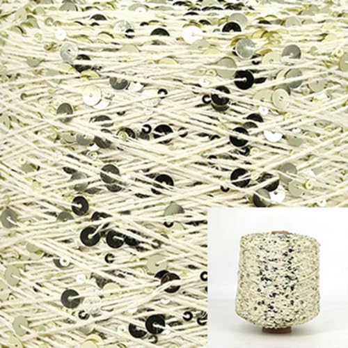 Sequin Sparkle Strickgarn, Baumwoll-Paillettengarn, 50 g, Strang, mehrfarbig, 6 mm, 3 mm, for Handstricken, DIY(Aj091) von PXAMORTEL