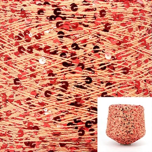 Sequin Sparkle Strickgarn, Baumwoll-Paillettengarn, 50 g, Strang, mehrfarbig, 6 mm, 3 mm, for Handstricken, DIY(Aj097) von PXAMORTEL