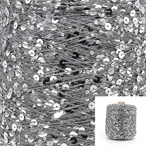 Sequin Sparkle Strickgarn, Baumwoll-Paillettengarn, 50 g, Strang, mehrfarbig, 6 mm, 3 mm, for Handstricken, DIY(Aj105) von PXAMORTEL