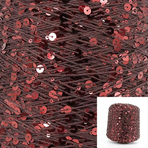 Sequin Sparkle Strickgarn, Baumwoll-Paillettengarn, 50 g, Strang, mehrfarbig, 6 mm, 3 mm, for Handstricken, DIY(Aj121) von PXAMORTEL