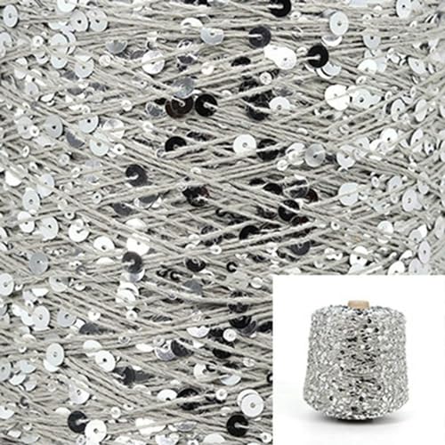 Sequin Sparkle Strickgarn, Baumwoll-Paillettengarn, 50 g, Strang, mehrfarbig, 6 mm, 3 mm, for Handstricken, DIY(Aj125) von PXAMORTEL