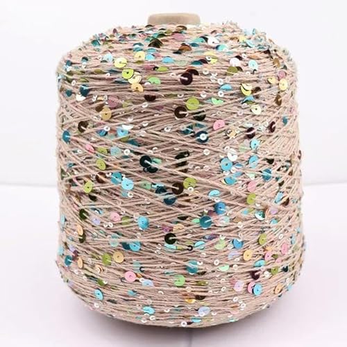Sequin Sparkle Strickgarn, Baumwoll-Paillettengarn, 500 g, 1500 m, 6 mm + 3 mm, mehrfarbig for Stricken(76) von PXAMORTEL