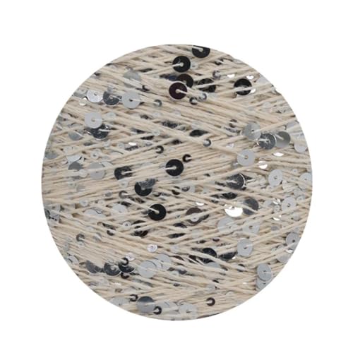 Sequin Sparkle Strickgarn, Baumwoll-Strickgarn, 50 g, 140 m, mehrfarbige Pailletten, 3 mm, 6 mm, for Handstricken, DIY(Aj100) von PXAMORTEL