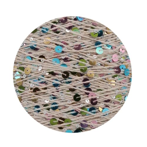 Sequin Sparkle Strickgarn, Baumwoll-Strickgarn, 50 g, 140 m, mehrfarbige Pailletten, 3 mm, 6 mm, for Handstricken, DIY(Aj136x) von PXAMORTEL