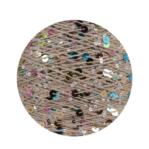 Sequin Sparkle Strickgarn, Baumwoll-Strickgarn, 50 g, 140 m, mehrfarbige Pailletten, 3 mm, 6 mm, for Handstricken, DIY(Aj140x) von PXAMORTEL