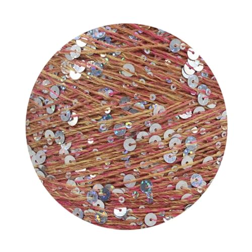 Sequin Sparkle Strickgarn, Baumwoll-Strickgarn, 50 g, 140 m, mehrfarbige Pailletten, 3 mm, 6 mm, for Handstricken, DIY(Aw005) von PXAMORTEL