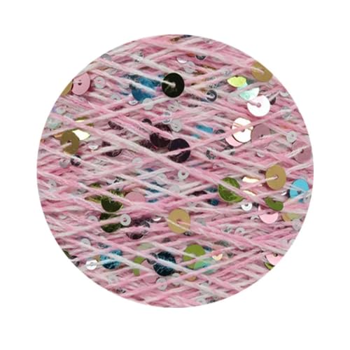 Sequin Sparkle Strickgarn, Baumwoll-Strickgarn, 50 g, 140 m, mehrfarbige Pailletten, 3 mm, 6 mm, for Handstricken, DIY(Aw022) von PXAMORTEL