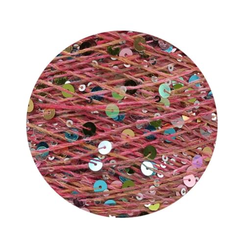 Sequin Sparkle Strickgarn, Baumwoll-Strickgarn, 50 g, 140 m, mehrfarbige Pailletten, 3 mm, 6 mm, for Handstricken, DIY(Aw025) von PXAMORTEL
