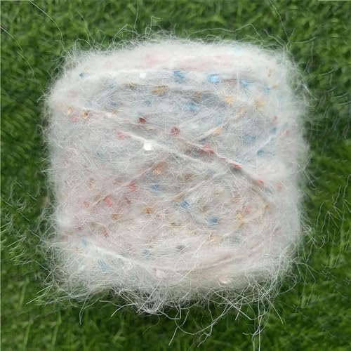 Sequin Sparkle Strickgarn, Gemischtes Mohair-Pailletten-Häkel-Strickgarn, 50 g, mehrfarbig, for Schals, Pullover, Hüte, Taschen(1) von PXAMORTEL