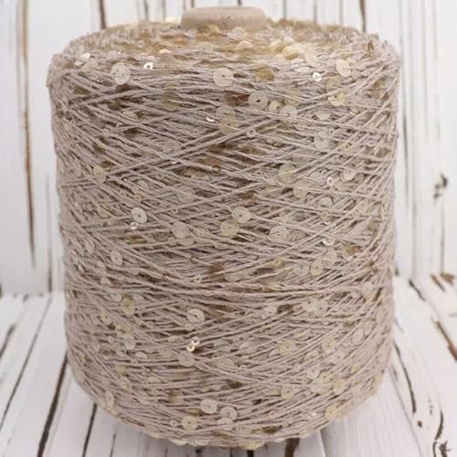 Sequin Sparkle Strickgarn, Mehrfarbiges Strickgarn aus Baumwolle mit Pailletten, 500 g, 1500 m, 6 mm + 3 mm, for Selbermachen(69) von PXAMORTEL